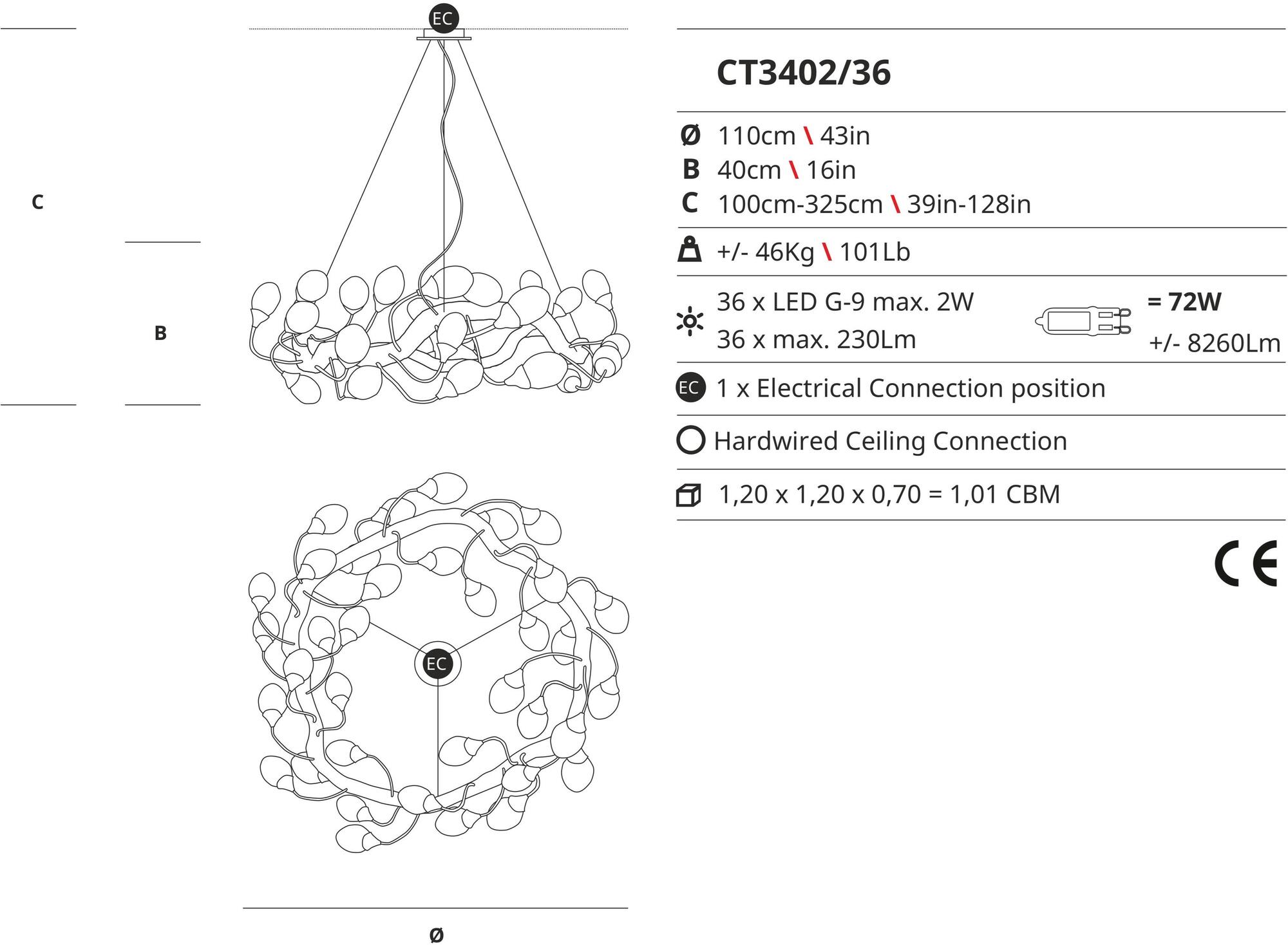 Serip Подвесной светильник из бронзы ручной работы Lotus Ct3402/36 - Вид №1
