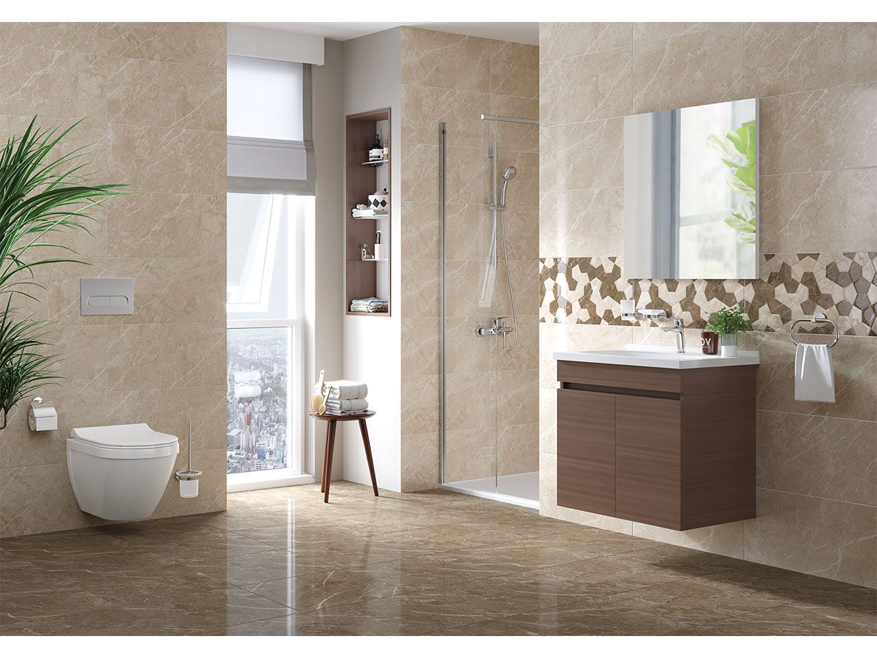 Керамогранит с мраморным эффектом Kaleseramik ванная комната ARCH-00086712 - Вид №2