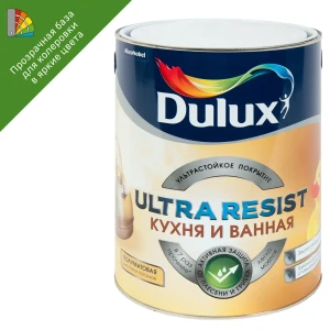 Краска для колеровки для кухни и ванной комнаты Dulux UR полуматовая прозрачная база BC 4.5 л