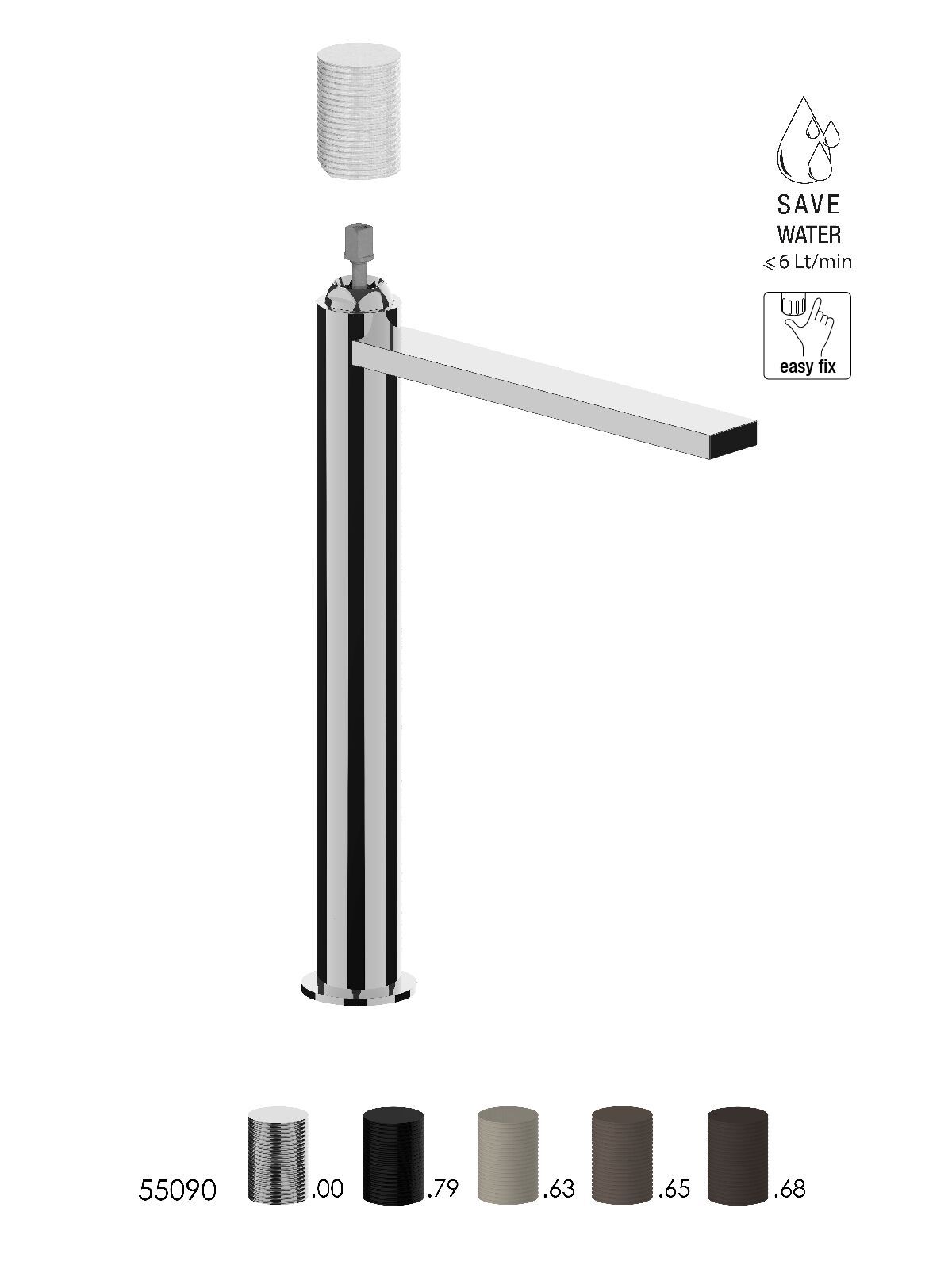 Смеситель для раковины с высоким верхом Rubinetterie Frattini ARCH-00019331 - Вид №1