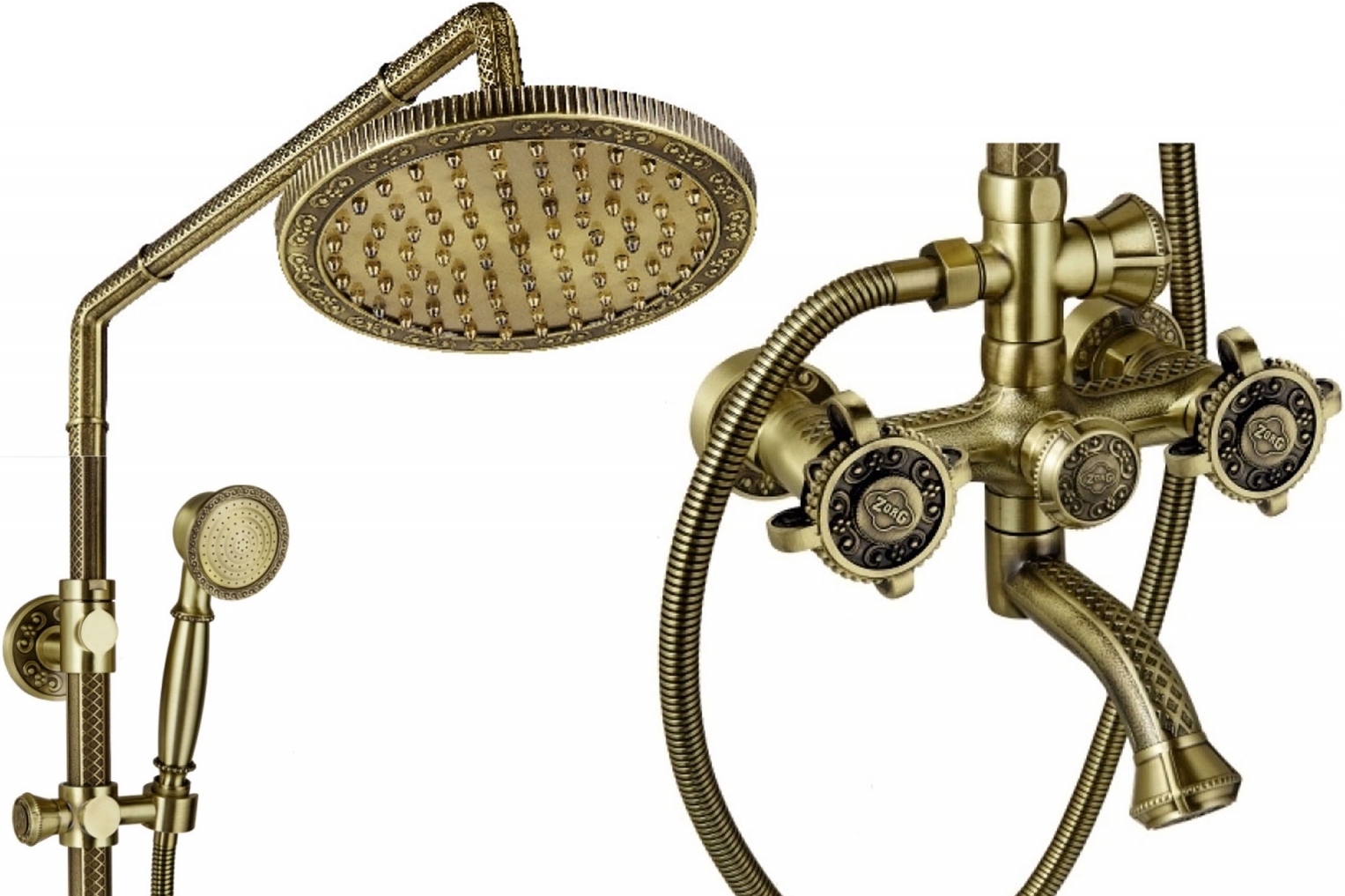 Душевая стойка ZorG Antic A 2002DS-BR, бронза - Вид №1