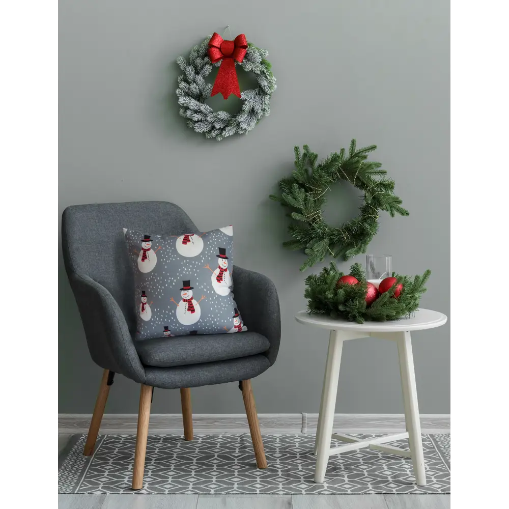 Подушка Seasons Снеговики 40x40 см цвет серый 85435160 STLM-2043841  - Вид №6