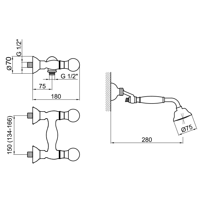 KA760101010 Смеситель для душа Webert Karenina  - Вид №1