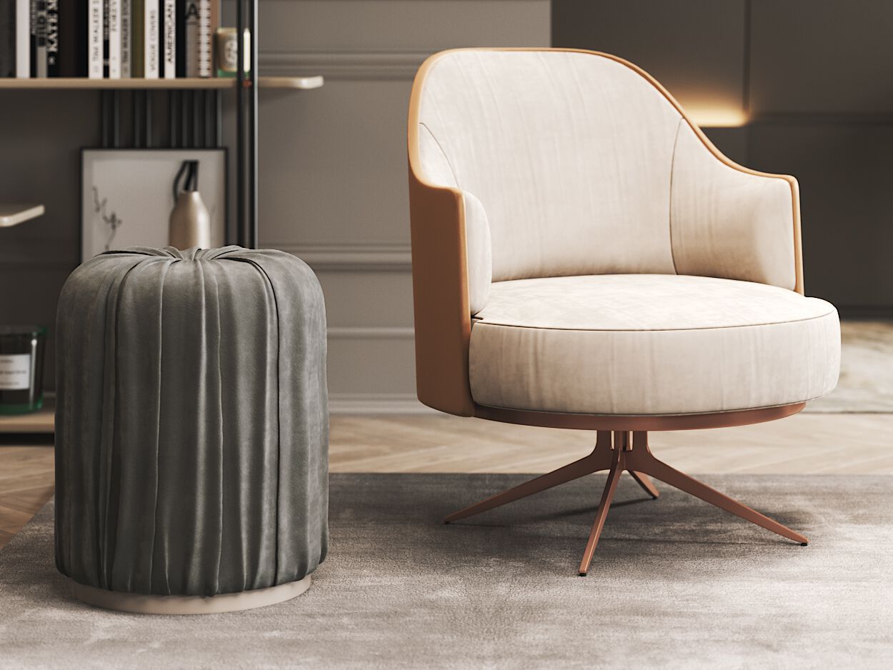 Круглый пуф из ткани PRADDY Natur ARCH-00108493 - Вид №4