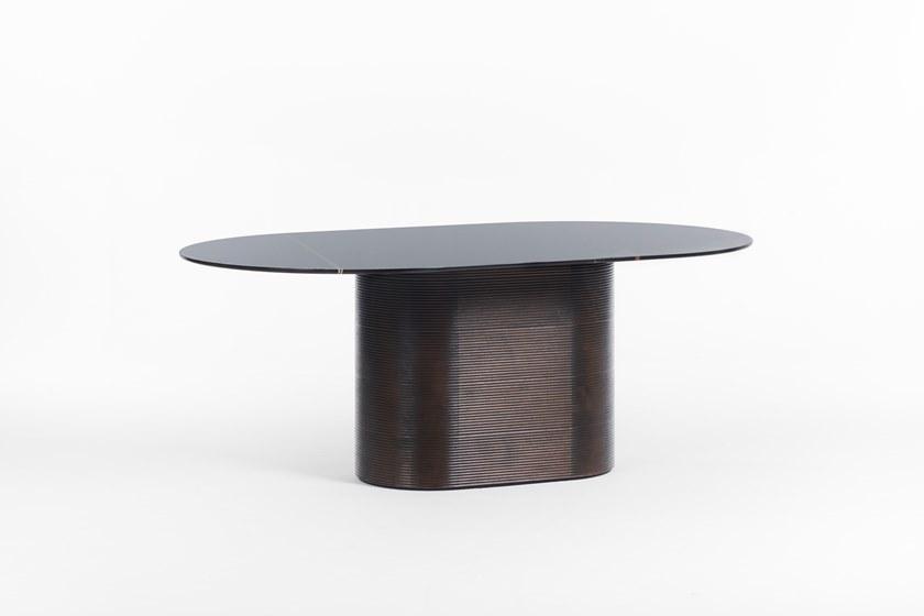 Milla & Milli Овальный стол из массива дерева с мраморной столешницей Waves sun-id-1395521 - Вид №3