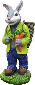 10741 КРОЛИК с корзиной, скульптура из бетона LAB.Space 