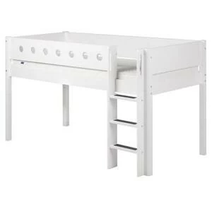 Кровать Flexa White с лестницей, 190 см, белая