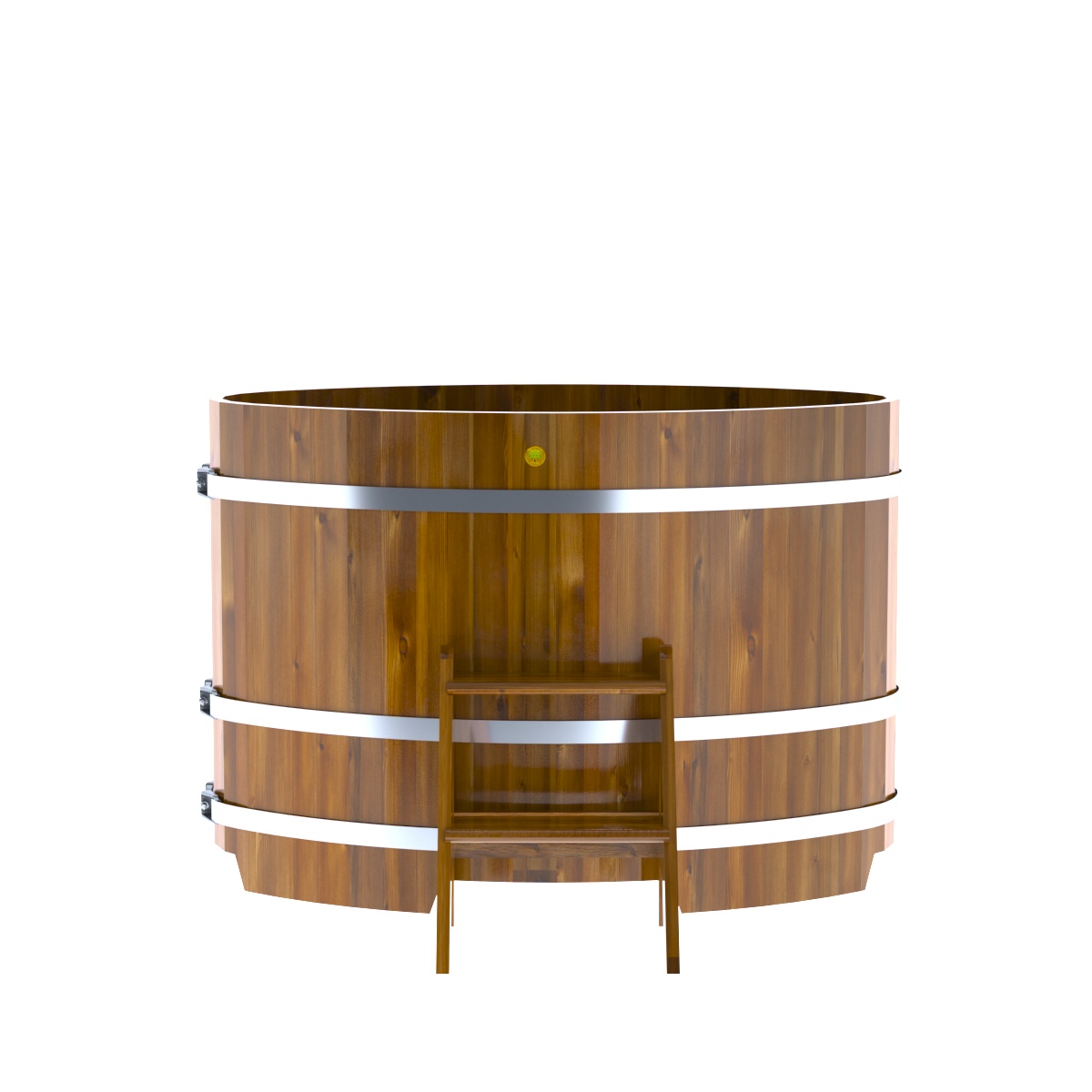 2178 Купель овальная из лиственницы Рустик 0,80х1,42х1,0 морёная Alyarus  - Вид №3