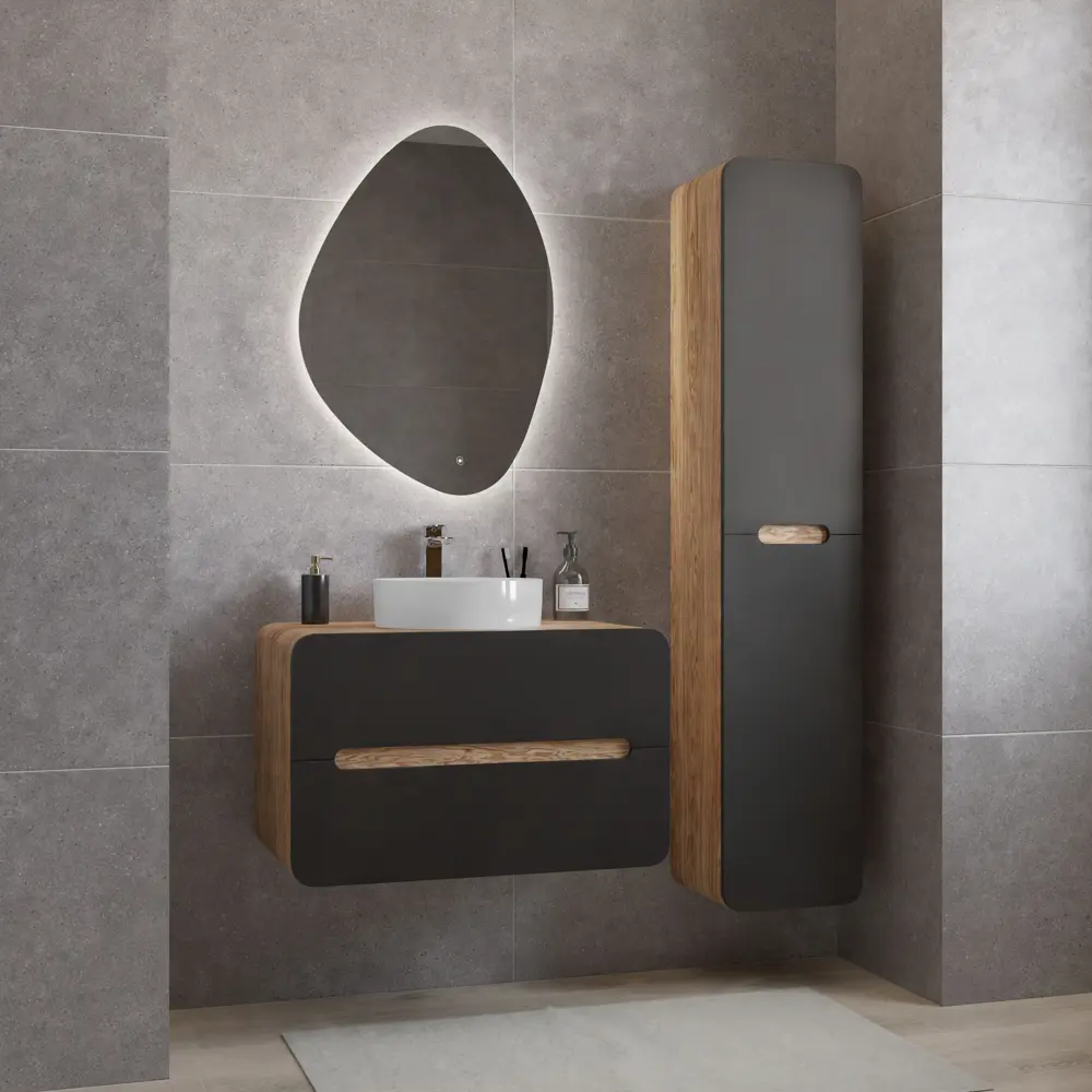 Пенал для ванной Окинава 35x170 см цвет графит/дерево Santreyd STLM-2207831 - Вид №3