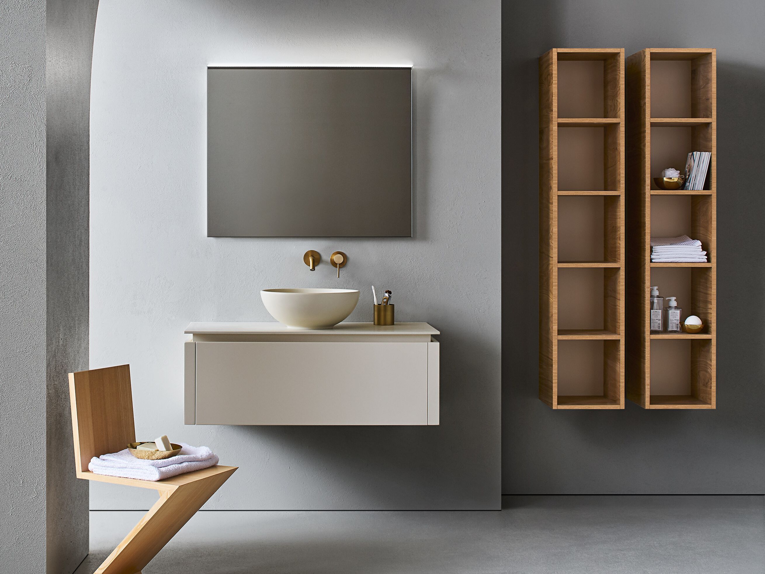 Состав ванной комнаты с раковиной и колоннами Pirovano Square ARCH-00050161 - Вид №1