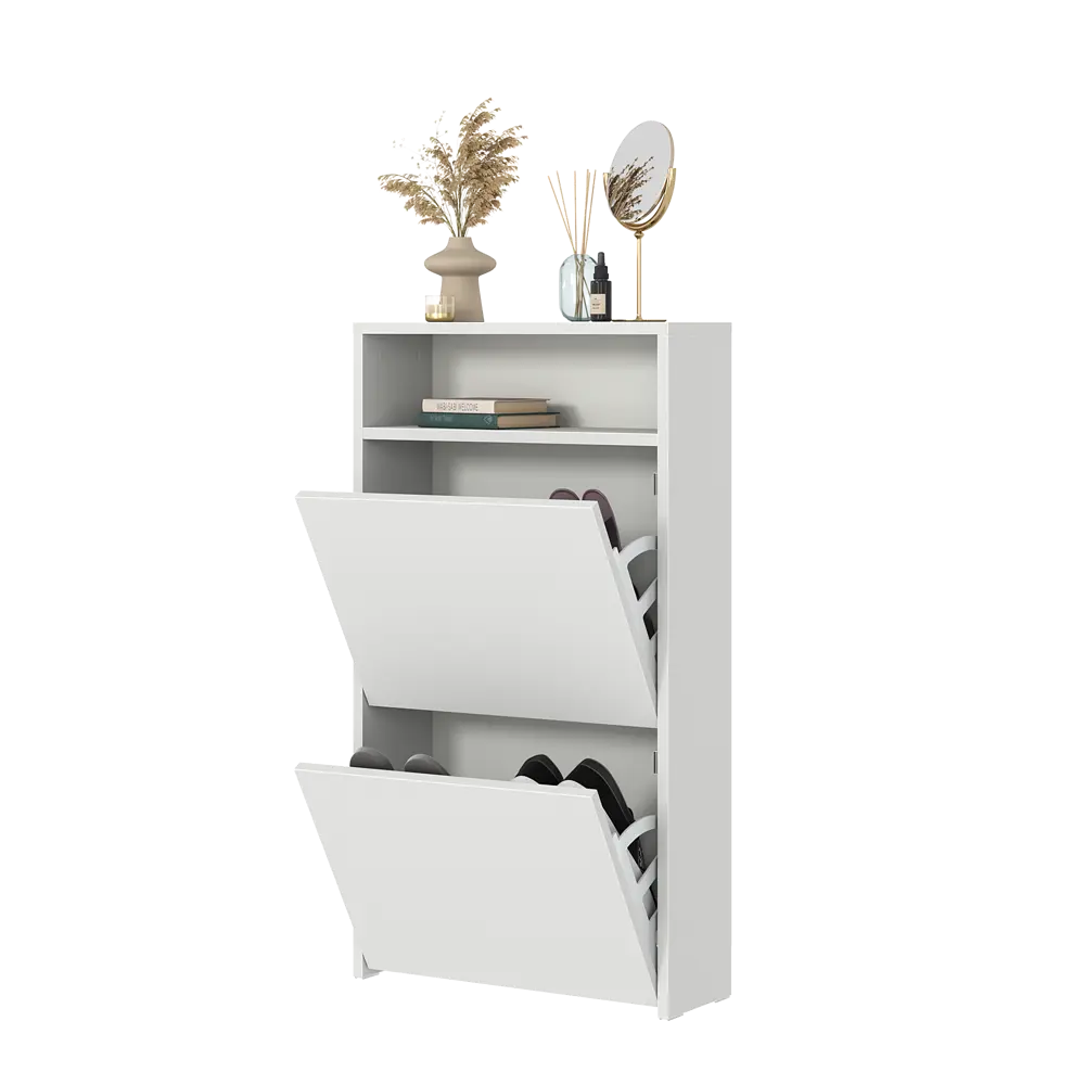 Шкаф для обуви 50x90x17.3 см 2 ящика ЛДСП цвет белый Santreyd STLM-2056112 - Вид №9