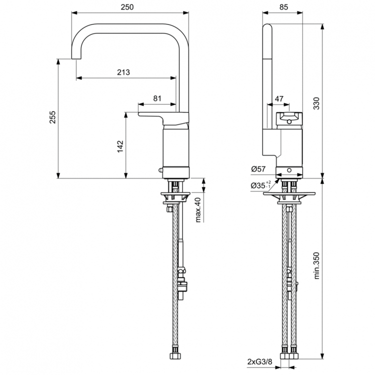 B8087AA Смеситель для кухонной мойки Ideal Standard ACTIVE - Вид №2