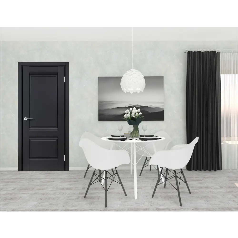 Комплект двери Классико-42 глухая 80x200 см Hardflex черный с добором 100 мм 89430433 STLM-2174083 PORTIKA  - Вид №1