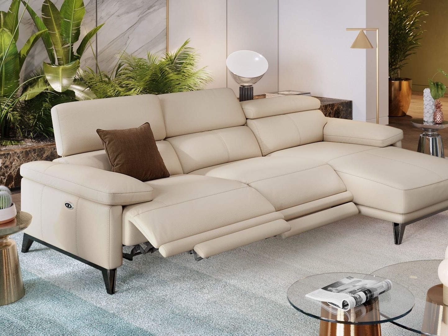 Кожаный диван с полуостровом Sofanella Celano ARCH-00027889 - Вид №2