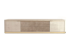 Деревянный шкаф для телевизора с ящиками и кожаными вставками