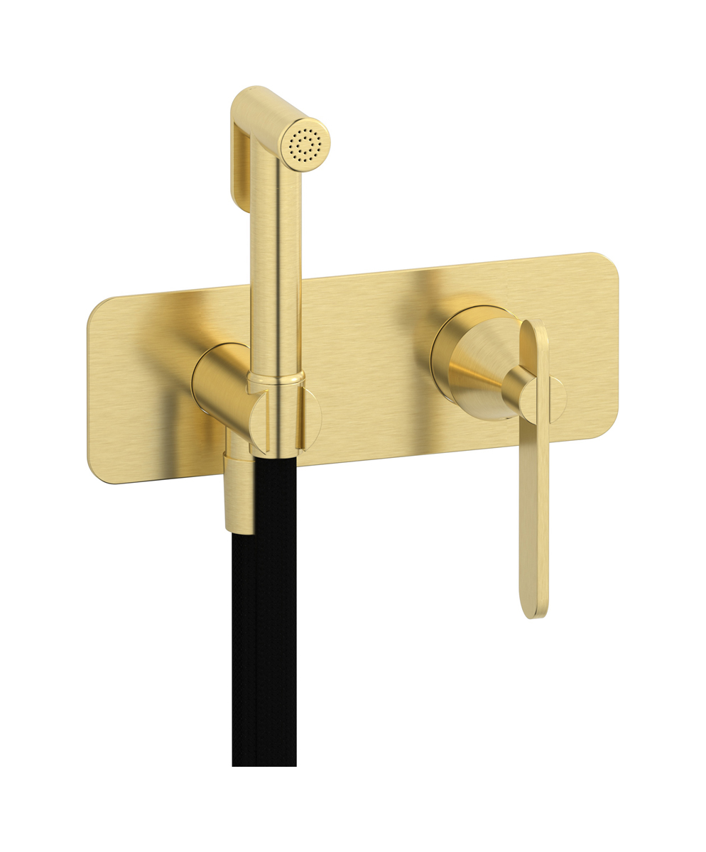 Внешние части гигенического душа со смесителем. WE ARE IB oh206ss Brushed Pale Gold Soho