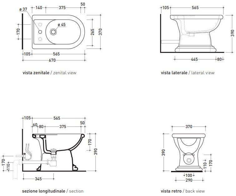 3015 Биде напольное Fidia Ceramica Flaminia - Вид №7