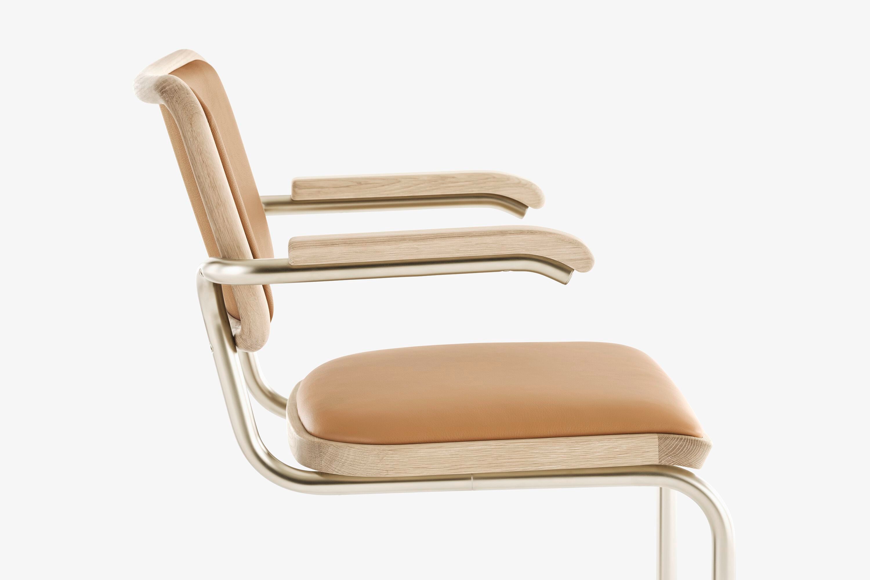 Стальной и кожаный консольный стул THONET JS. THONET ARCH-00129296 - Вид №1