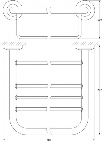 043 Полка для полотенец с нижним держателем 70 см STA FBS Standard - Вид №1