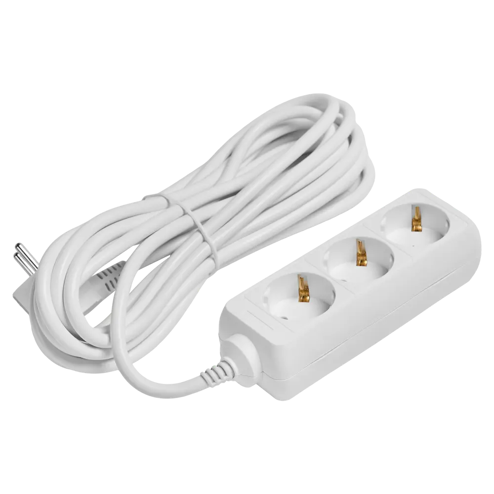 Удлинитель бытовой Skybeam 3x1.5 5 м 3 розетки с заземлением 3680 Вт цвет белый STLM-2186211 - Вид №1