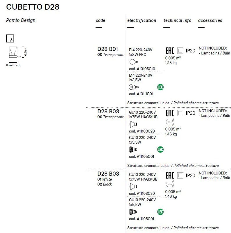 Стеклянная настольная лампа Fabbian Cubetto ARCH-00067940 - Вид №4
