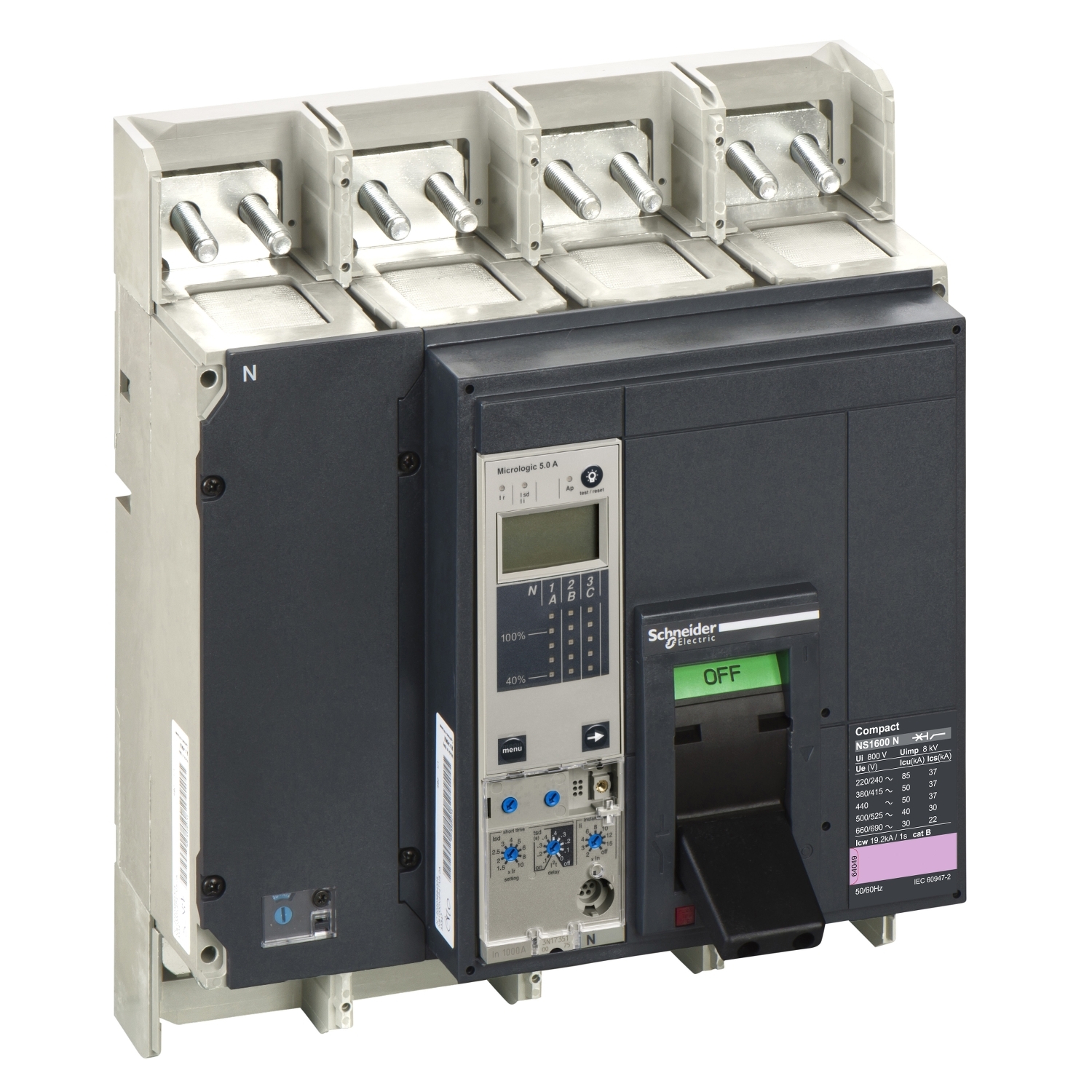 33367 Силовой автомат NS 1600, Micrologic 5.0 A, 50кА, 4P, 1600А Schneider Electric Compact 
