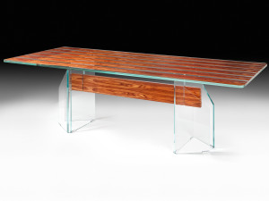 Прямоугольный стол для гостиной из дерева и стекла