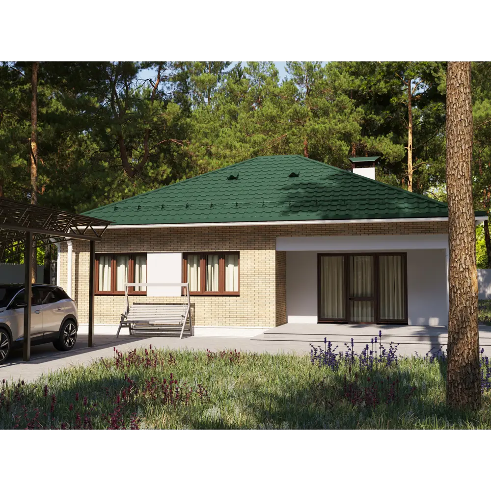 Металлочерепица 0.5 мм ГОСТ 1200x1180 мм RAL 6005 зеленый мох Santreyd STLM-2140991 - Вид №3