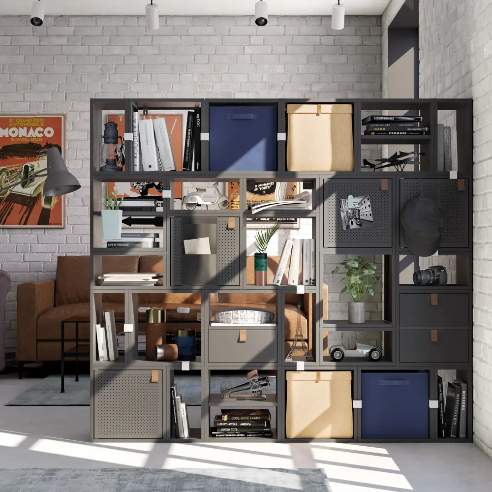 Стеллаж SPACEO KUB 1/2К, 18х36х31,7 см, цвет графит STLM-2102591 - Вид №3