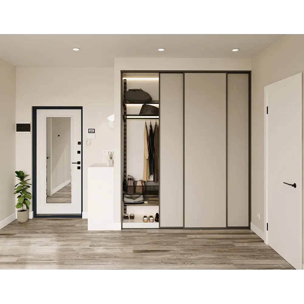 Дверь-купе KONSENSA 244.5x70.4 см МДФ цвет кашемир профиль черный узкий STLM-2089811 - Вид №10