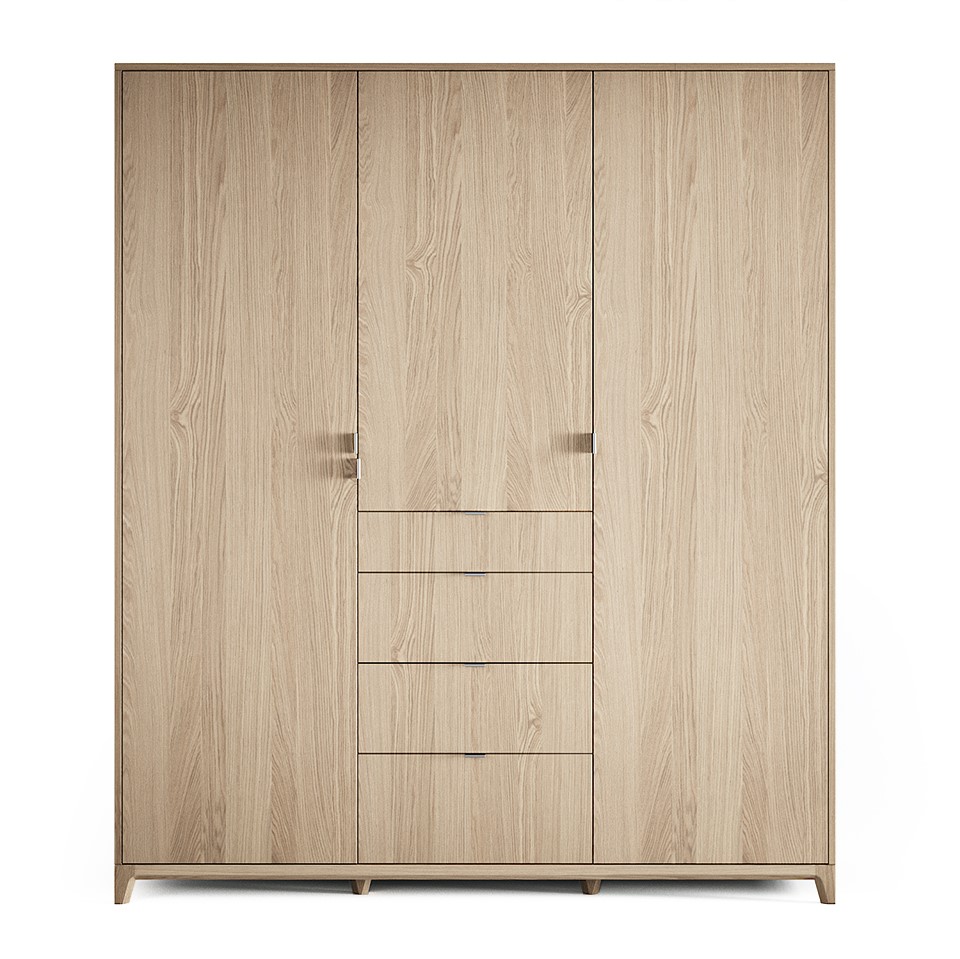 Шкаф трехстворчатый с ящиками осветленный дуб Case №2 THE IDEA  210382 Бежевый  - Вид №6