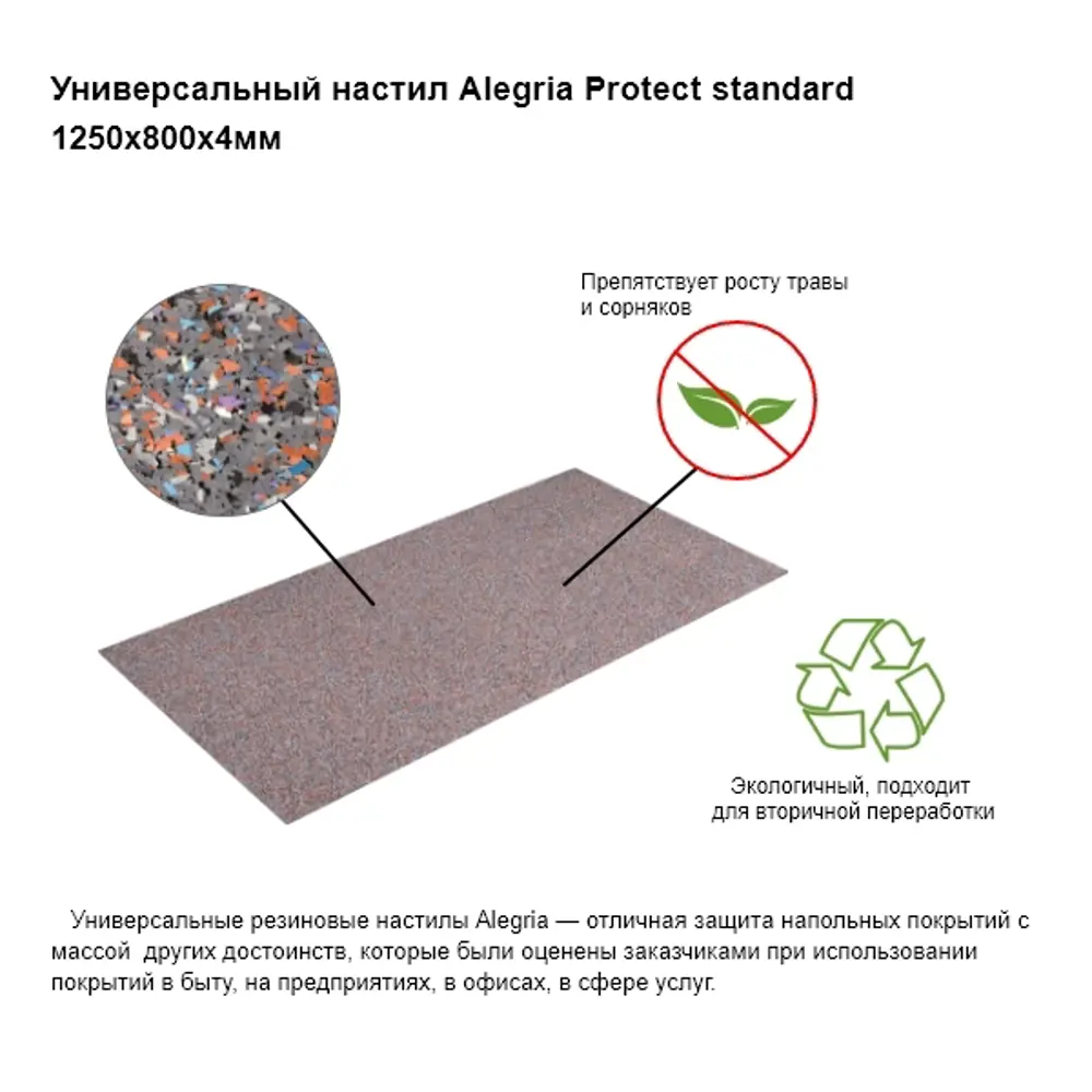 Коврик гранулированный резиновый Alegria Protect Standart 1250х800х4 мм Santreyd STLM-2083420 - Вид №2