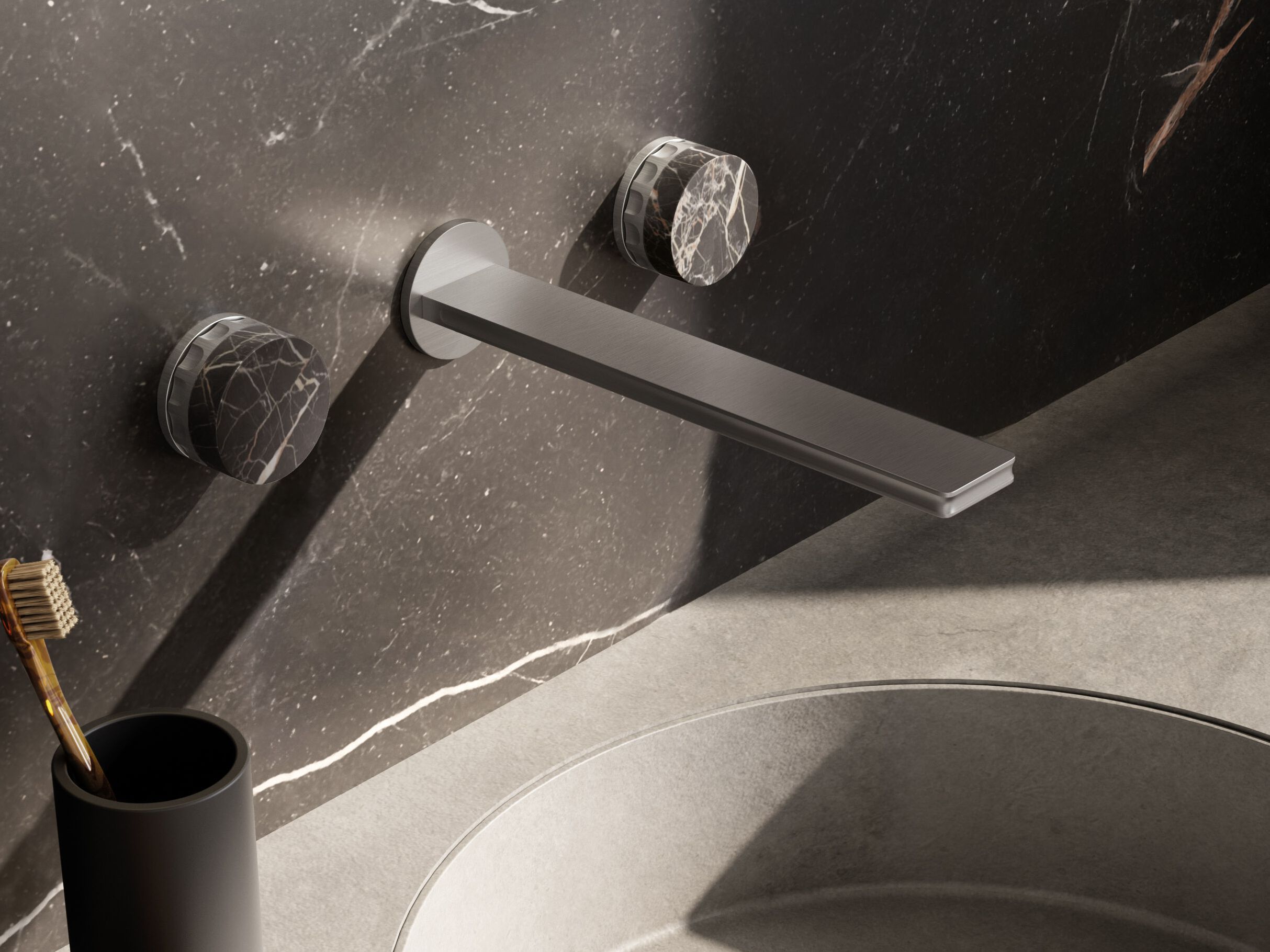 3 отверстия и настенный смеситель для раковины с отдельными розетками Newform IONIKA ARCH-00045198