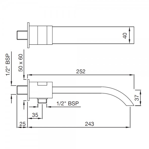 SPT-GRF-41463 Излив для ванны с фланцем Artize Signac Графит  - Вид №1