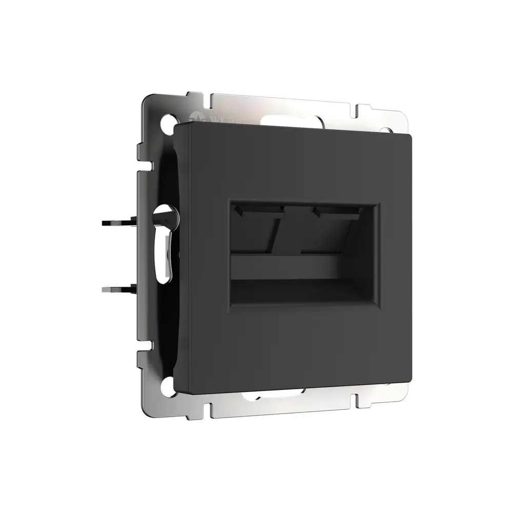 Розетка компьютерная двойная встраиваемая Werkel RJ45 цвет черный матовый Встраиваемые механизмы STLM-2201350