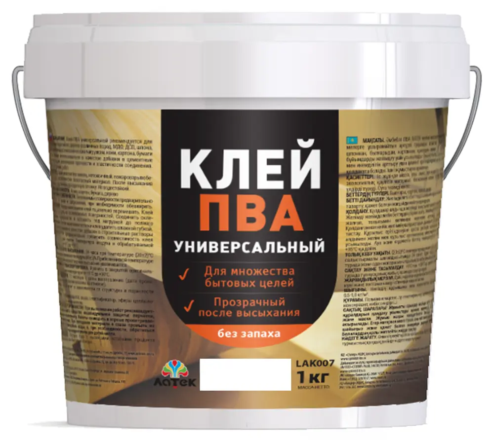 Клей ПВА ЛАТЕК для дерева и бумаги 1 кг 83182721