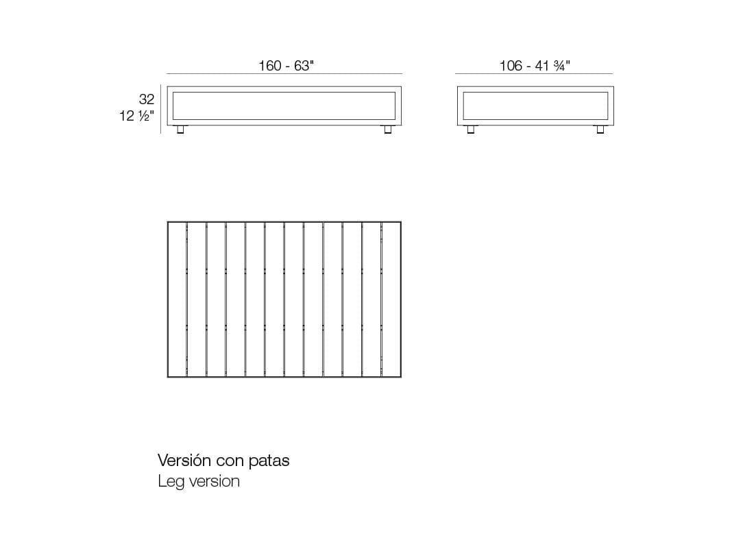 Прямоугольный садовый столик из алюминия и ТИКа с колесами Vondom Vineyard ARCH-00073963 - Вид №7