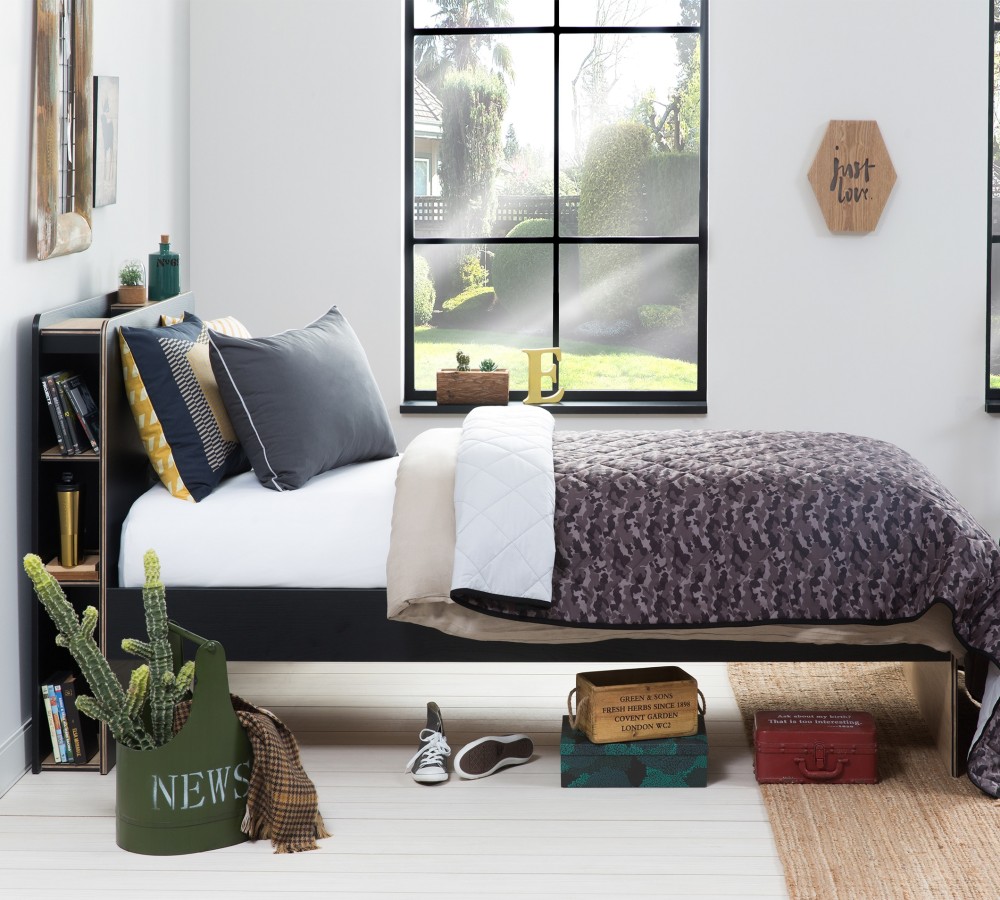 Покрывало двустороннее 90х200 см с наволочкой черное Hide CILEK BLACK 00-3832469 Черный;серый Santreyd - Вид №1