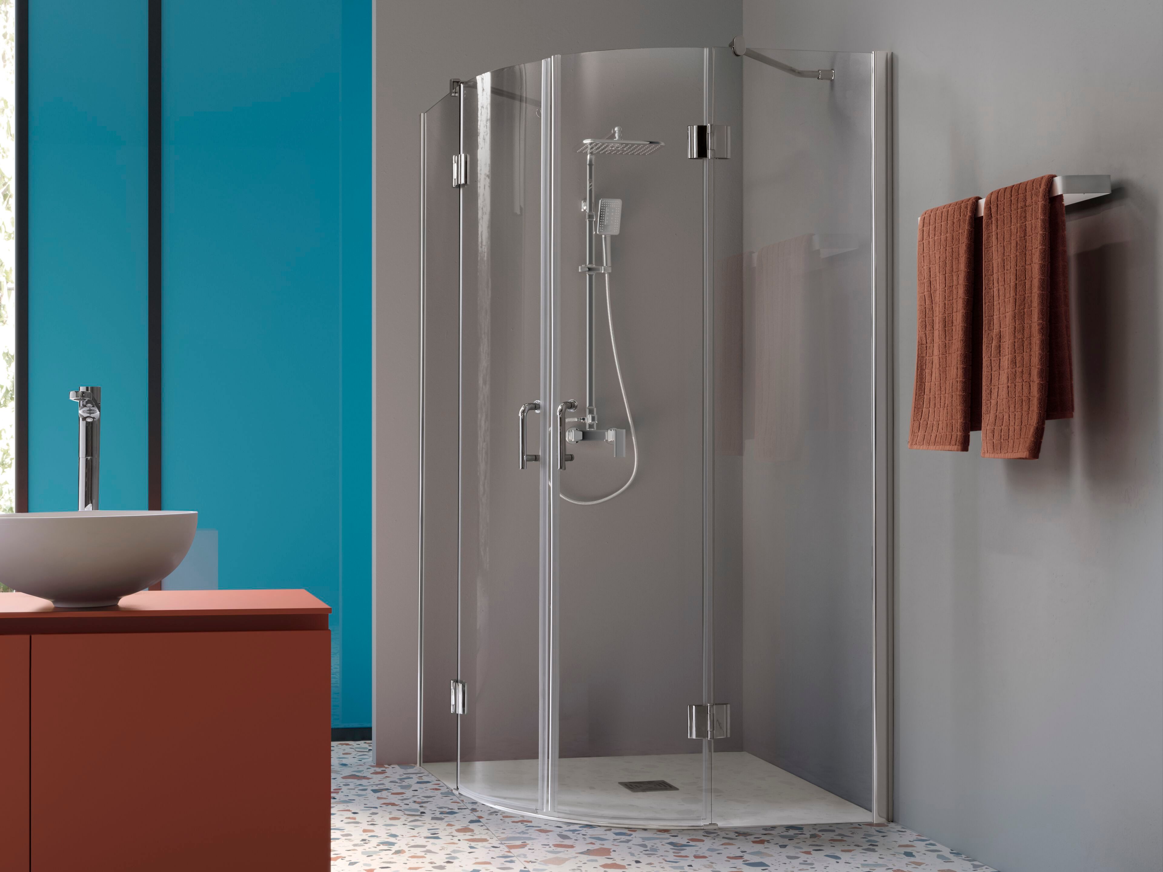 Полукруглая душевая кабина из алюминия и стекла с распашной дверью TAMANACO TVB61 ARCH-00105801