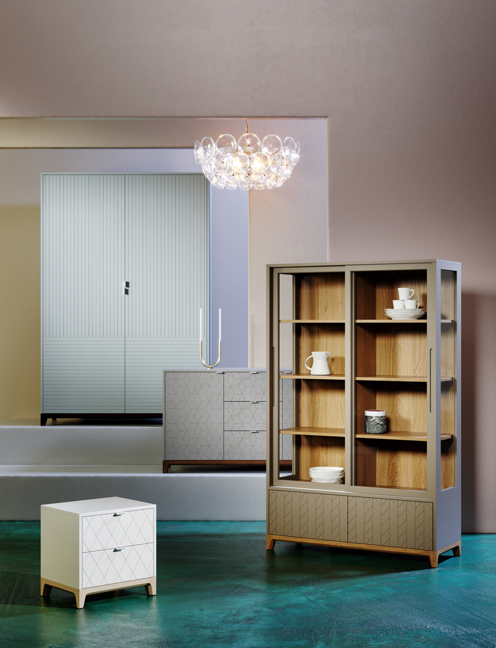 Шкаф распашной двухдверный беленый дуб Case THE IDEA  210358 Белый  - Вид №4