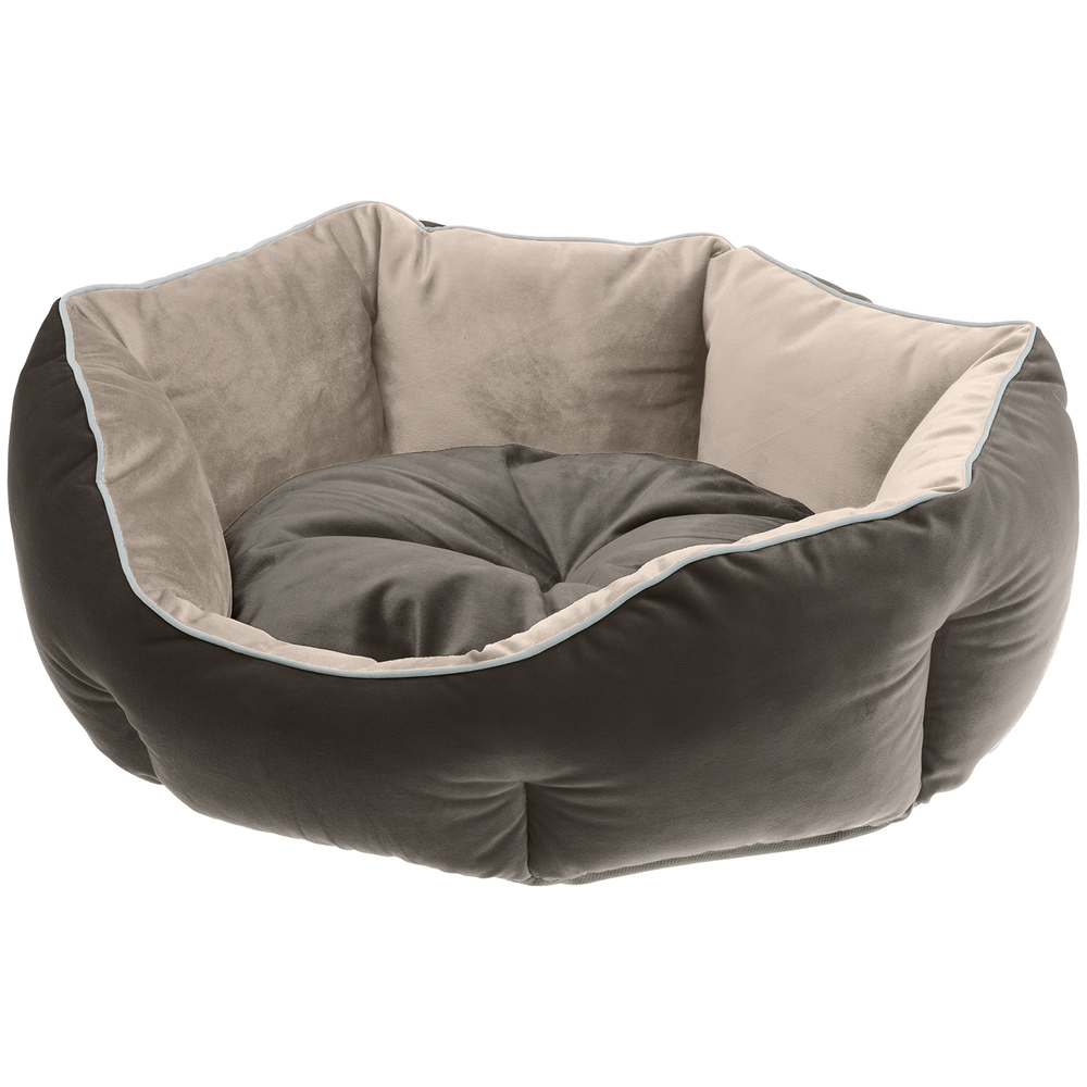 ПР0057051 Двухсторонняя софа для собак QUEEN 45 бежево-серая (велюр) 44x40xh16см FERPLAST  - Вид №1