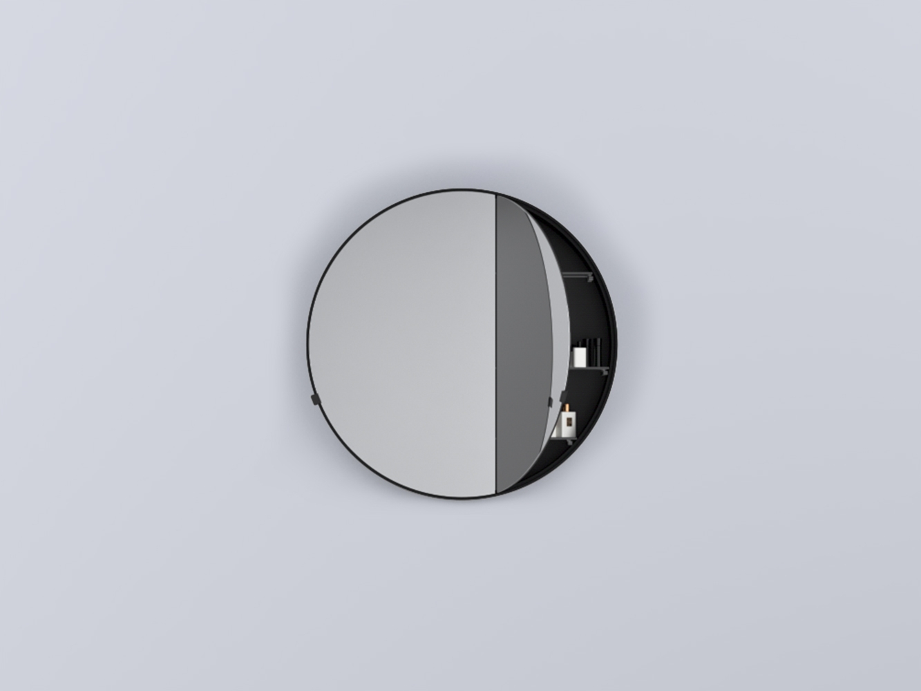 CASPCT-NM Round Box: Зеркальный шкафчик круглый с крашенной рамой 90 cielo I Catini Ceramica Cielo