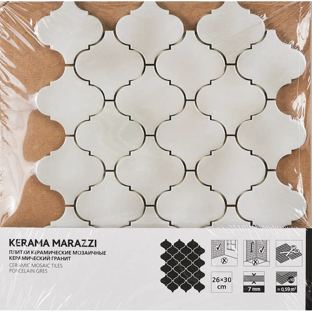 Мозаика Kerama Marazzi Arabesques Majolica 26x30 см цвет серый Арабески STLM-2133632 - Вид №7
