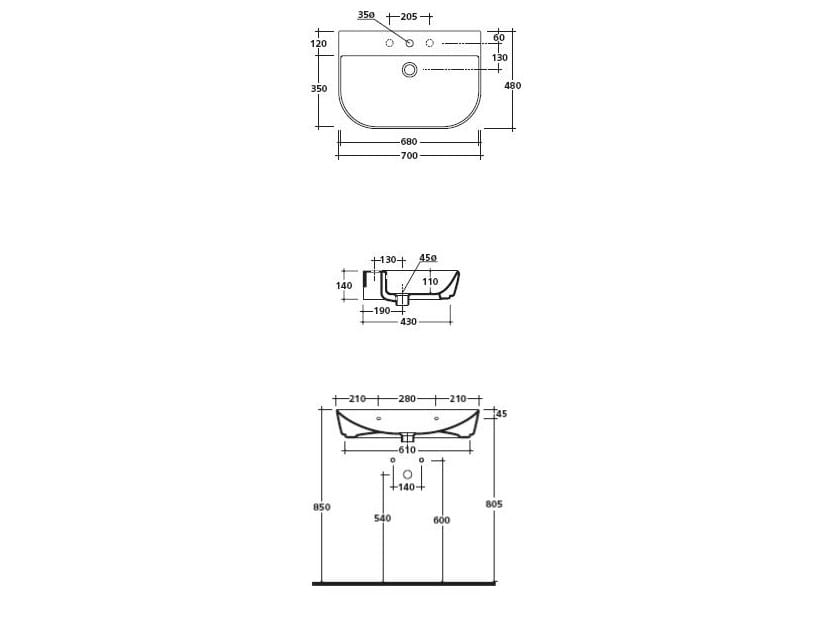 Керамический подвесной одиночный умывальник Galassia M2 ARCH-00033379 - Вид №4