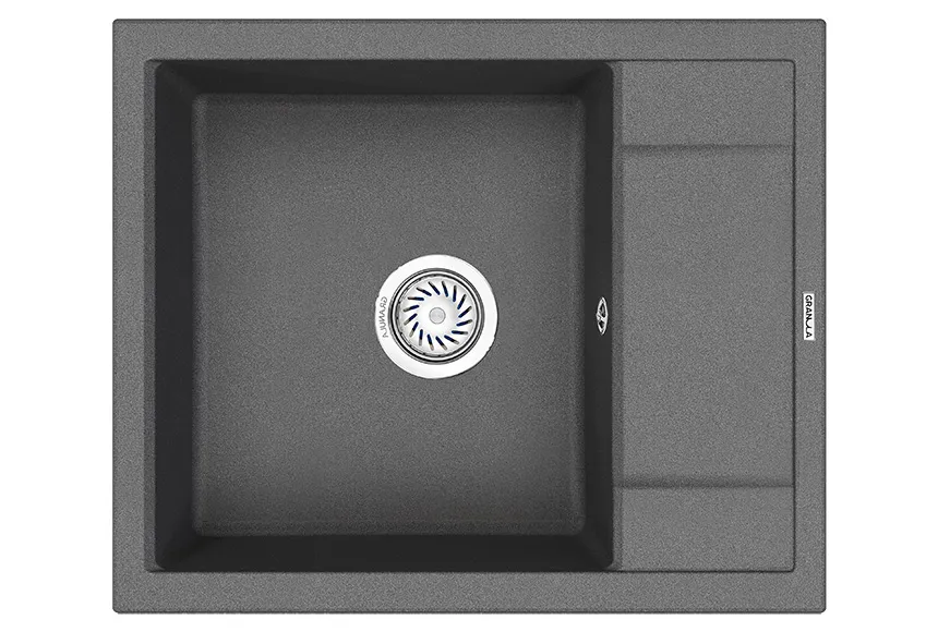 6002, ГРАФИТ (ЧЁРНО-СЕРЫЙ), кухонная мойка, кварц GRANULA 6002-ST131 - Вид №1