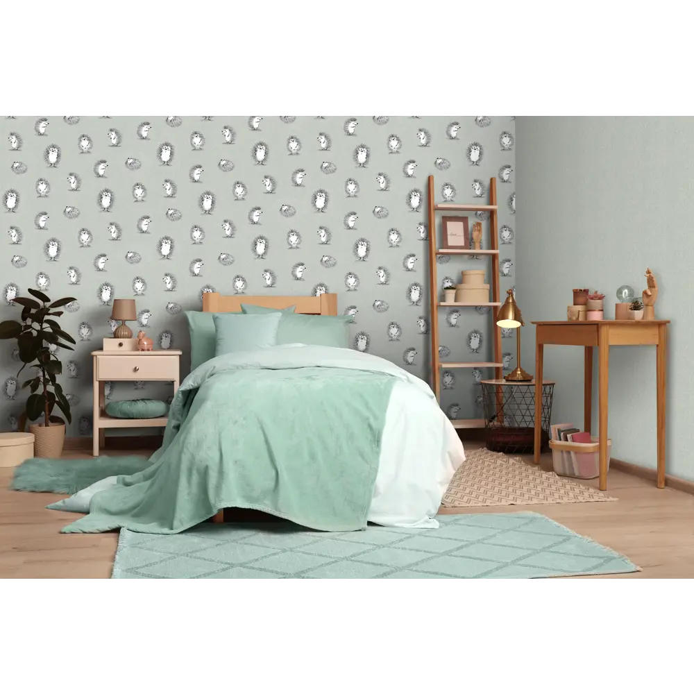 Обои флизелиновые Ateliero Ежики зеленые 1.06 м AT88192-05 Ёжики STLM-2063779 - Вид №4