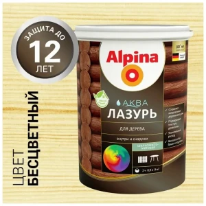 90708151 Аква лазурь для дерева ALPINA 0.9 л цвет бесцветный STLM-0854855