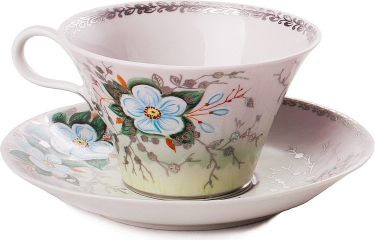 10617423 Мануфактуры Гарднеръ в Вербилках Чайная Пара "Дыхание весны" Фарфор, Керамика 