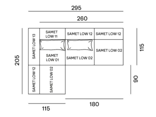 4-местный угловой диван из ткани Gervasoni Samet Low ARCH-00031297 - Вид №4