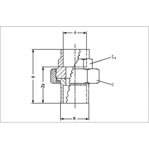 143311834 SANHA 4331G сгон ВП-НР, бронза, с плоским уплотнением 18x3/4 мм  - Вид №1